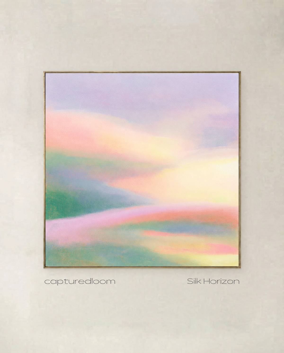 Silk Horizon — square art print of a pastel silk landscape at a low horizon